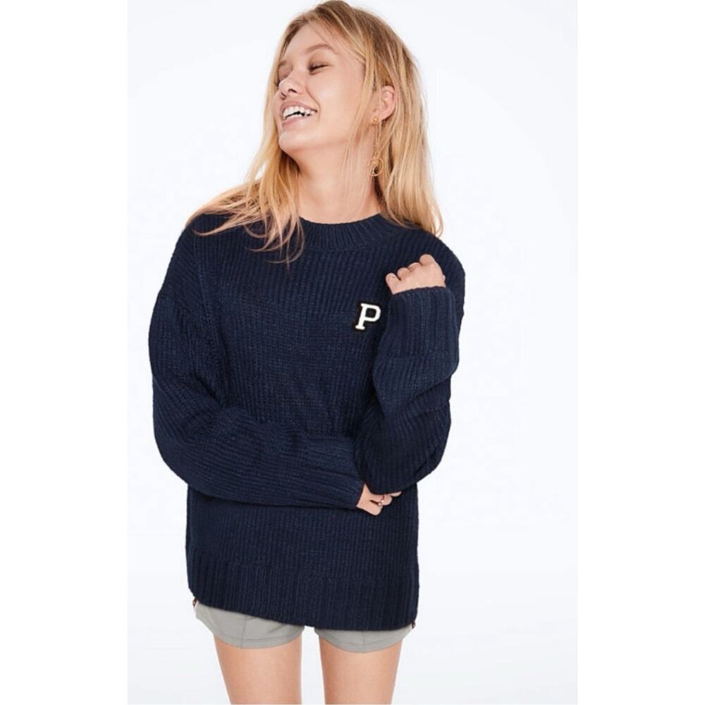 Victorias Secret Pink Boyfriend Sweater Blue Oversized -L